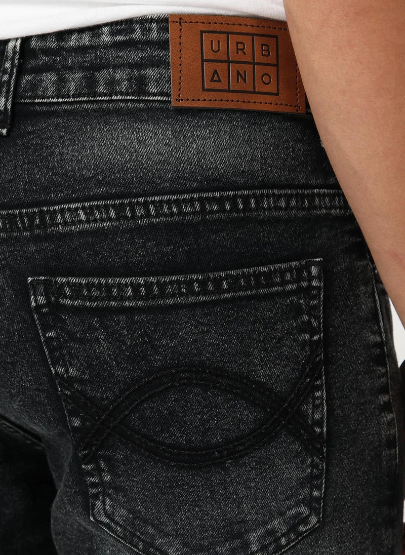 Urbano Fashion  Urbano Fashion Men's Black Bootcut Fit Mid Rise Tinted Heavy Washed Jeans Stretchable for Men | Best Price UAE